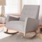 Baxton Studio Marlena Greyish Beige Upholstered Whitewash Wood Rocking Chair 143-7842 - alternate 6